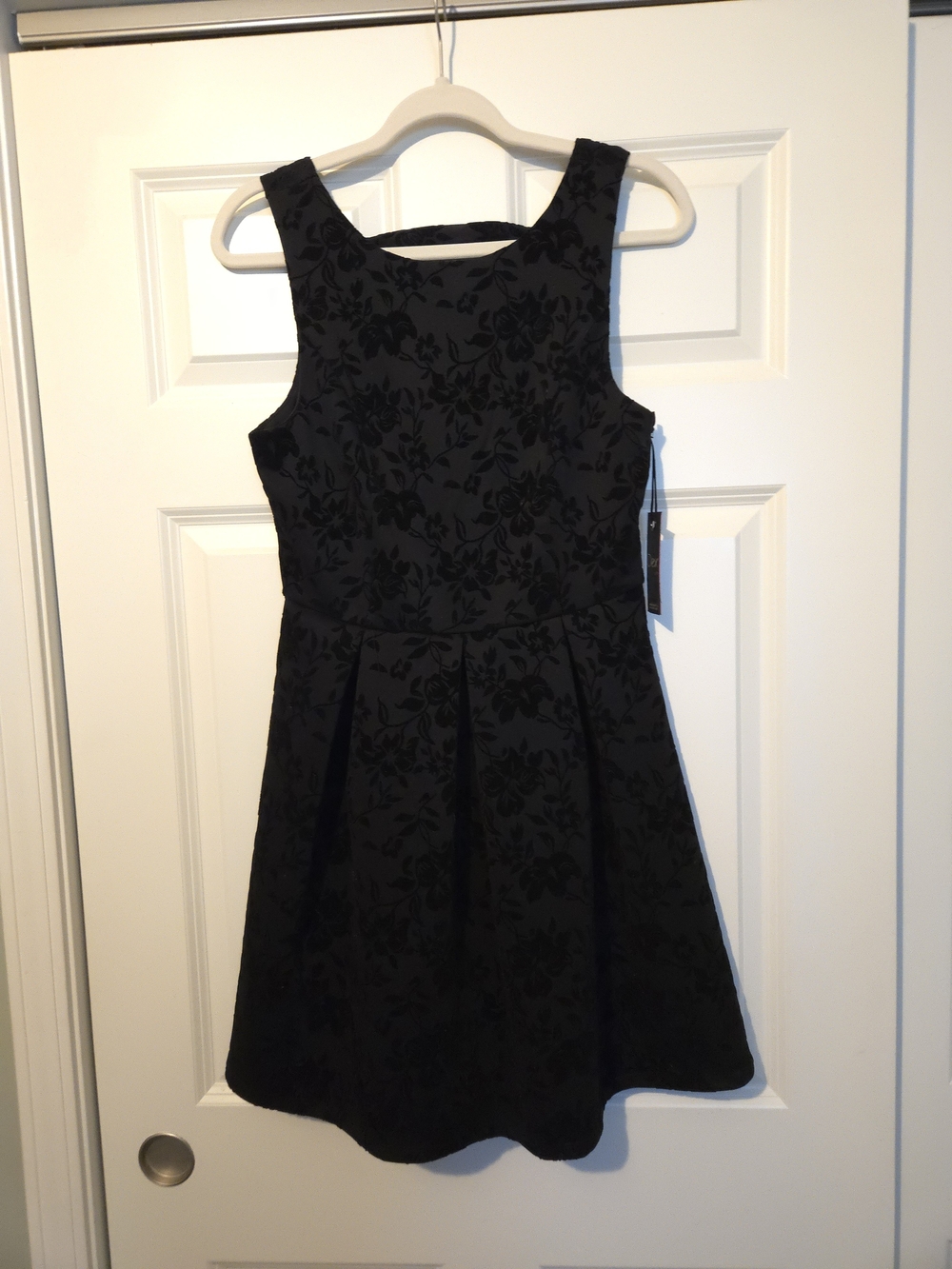 Dex Black On Black Floral Fit and Flare Dress Size MEDIUM